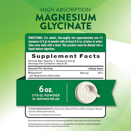 Nature's Truth Magnesium Glycinat Pulver | 170 g | Zitronengeschmack | Hohe Absorption | Vegan, Nicht-GVO, Glutenfrei