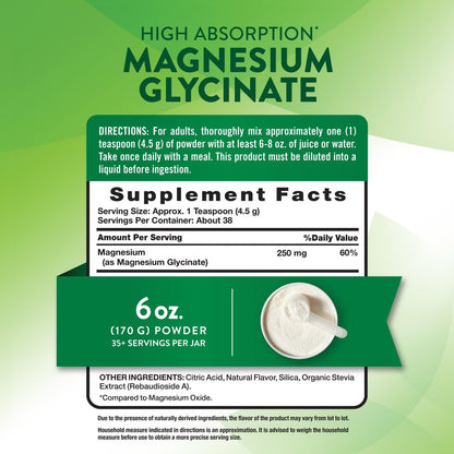 Nature's Truth Magnesium Glycinat Pulver | 170 g | Zitronengeschmack | Hohe Absorption | Vegan, Nicht-GVO, Glutenfrei
