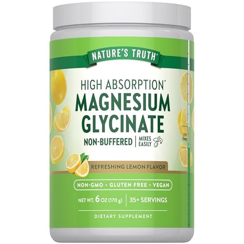 Nature's Truth Magnesium Glycinat Pulver | 170 g | Zitronengeschmack | Hohe Absorption | Vegan, Nicht-GVO, Glutenfrei