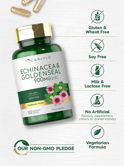 Carlyle Echinacea Goldenseal Kapseln | 110 Stück | Vegetarisch, Nicht-GVO, Glutenfrei