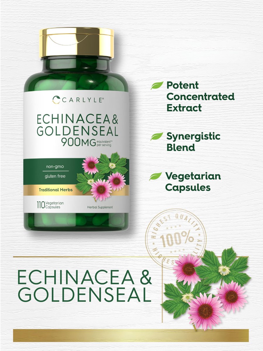 Carlyle Echinacea Goldenseal Kapseln | 110 Stück | Vegetarisch, Nicht-GVO, Glutenfrei