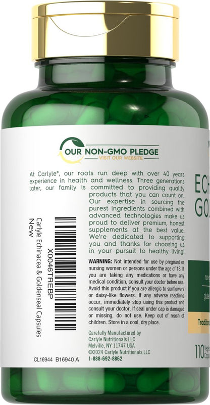 Carlyle Echinacea Goldenseal Kapseln | 110 Stück | Vegetarisch, Nicht-GVO, Glutenfrei