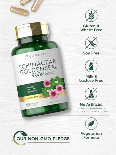Carlyle Echinacea Goldenseal Kapseln | 110 Stück | Vegetarisch, Nicht-GVO, Glutenfrei