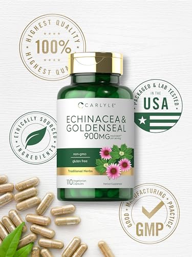 Carlyle Echinacea Goldenseal Kapseln | 110 Stück | Vegetarisch, Nicht-GVO, Glutenfrei