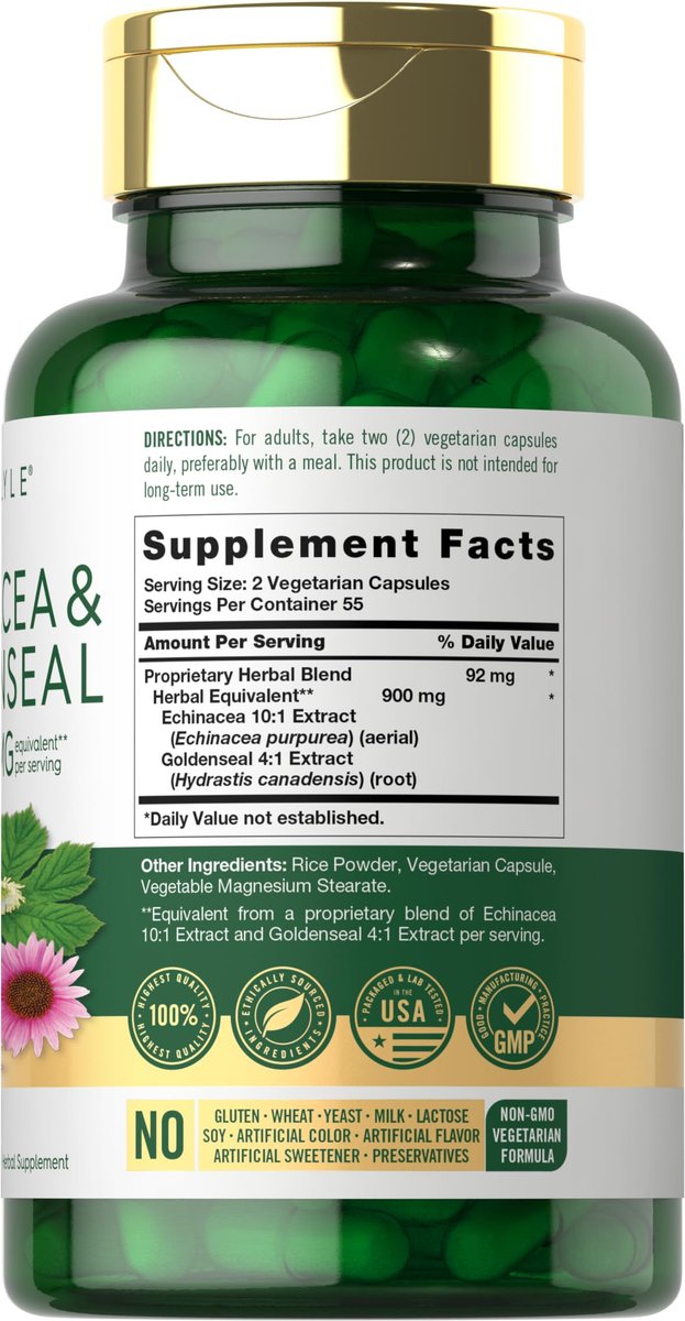 Carlyle Echinacea Goldenseal Kapseln | 110 Stück | Vegetarisch, Nicht-GVO, Glutenfrei