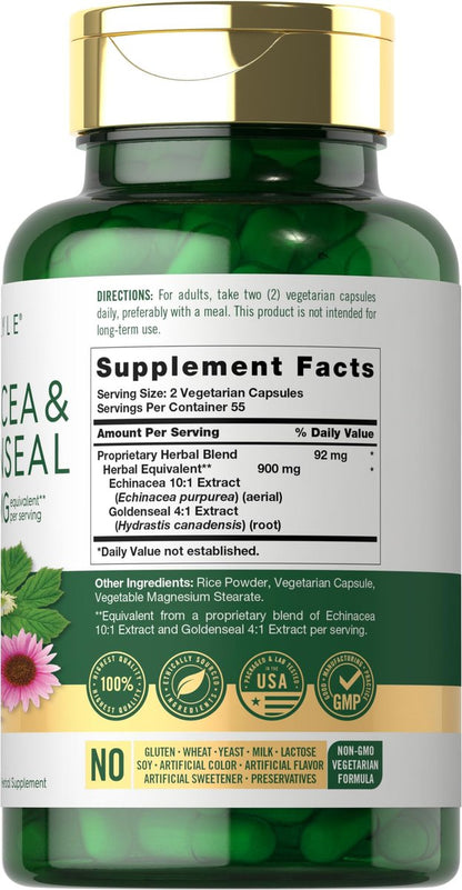 Carlyle Echinacea Goldenseal Kapseln | 110 Stück | Vegetarisch, Nicht-GVO, Glutenfrei