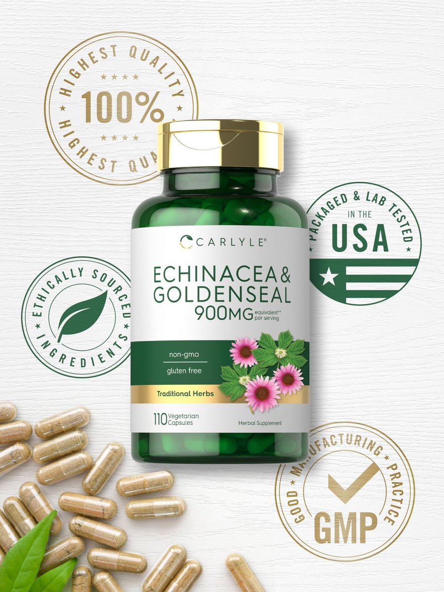 Carlyle Echinacea Goldenseal Kapseln | 110 Stück | Vegetarisch, Nicht-GVO, Glutenfrei