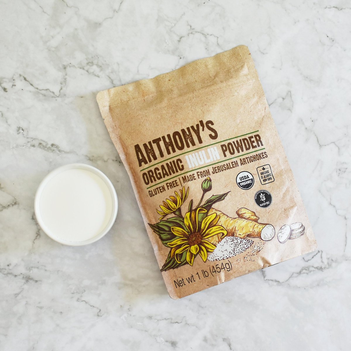 Anthonys Bio Inulin Pulver – 1 Pfund (454 g) Ballaststoff-Pulver, Präbiotikum