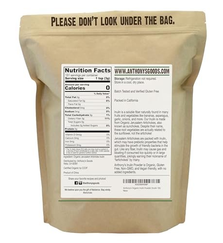 Anthonys Bio Inulin Pulver – 1 Pfund (454 g) Ballaststoff-Pulver, Präbiotikum