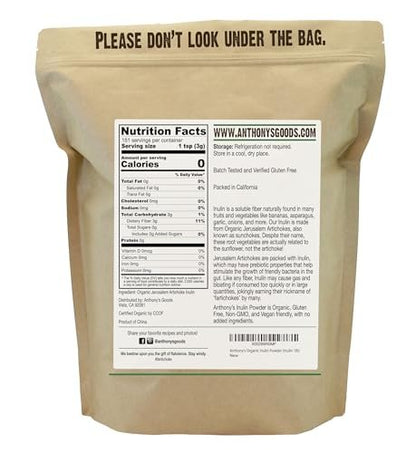 Anthonys Bio Inulin Pulver – 1 Pfund (454 g) Ballaststoff-Pulver, Präbiotikum
