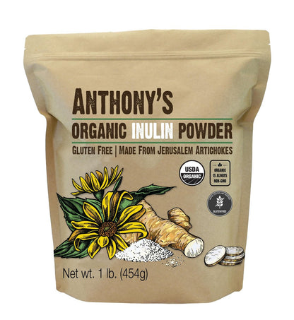 Anthonys Bio Inulin Pulver – 1 Pfund (454 g) Ballaststoff-Pulver, Präbiotikum