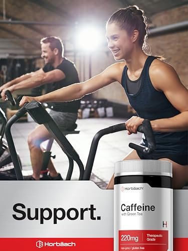 Horbäach Koffeinpillen 200 mg mit Grüntee – 200 Tabletten, Vegetarisch, Nicht-GVO & Glutenfrei