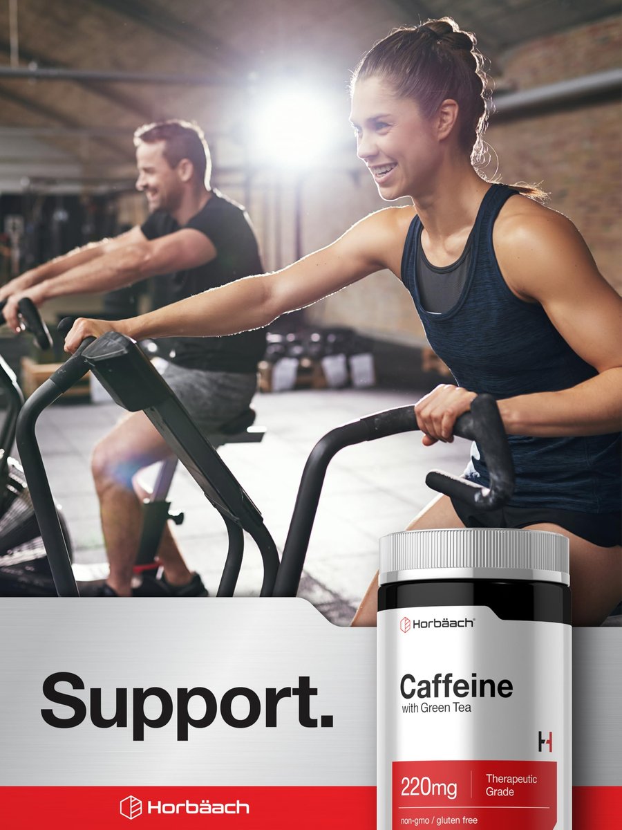 Horbäach Koffeinpillen 200 mg mit Grüntee – 200 Tabletten, Vegetarisch, Nicht-GVO & Glutenfrei