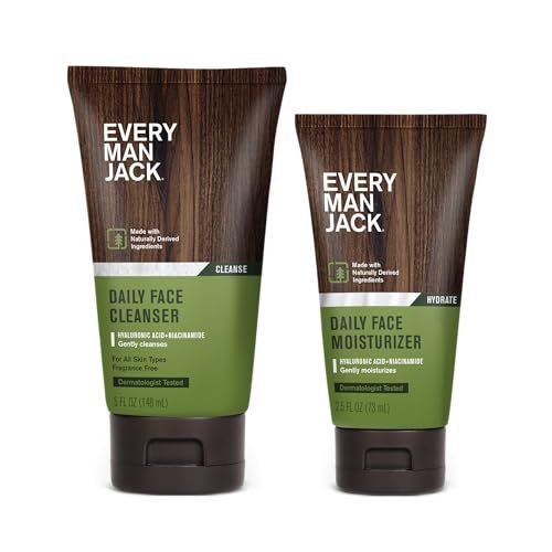 Every Man Jack Tägliche Gesichtsreinigung & Feuchtigkeitscreme Set für Männer – Hydratisierende Hautpflege-Routine mit Hyaluronsäure, Niacinamid & Aloe