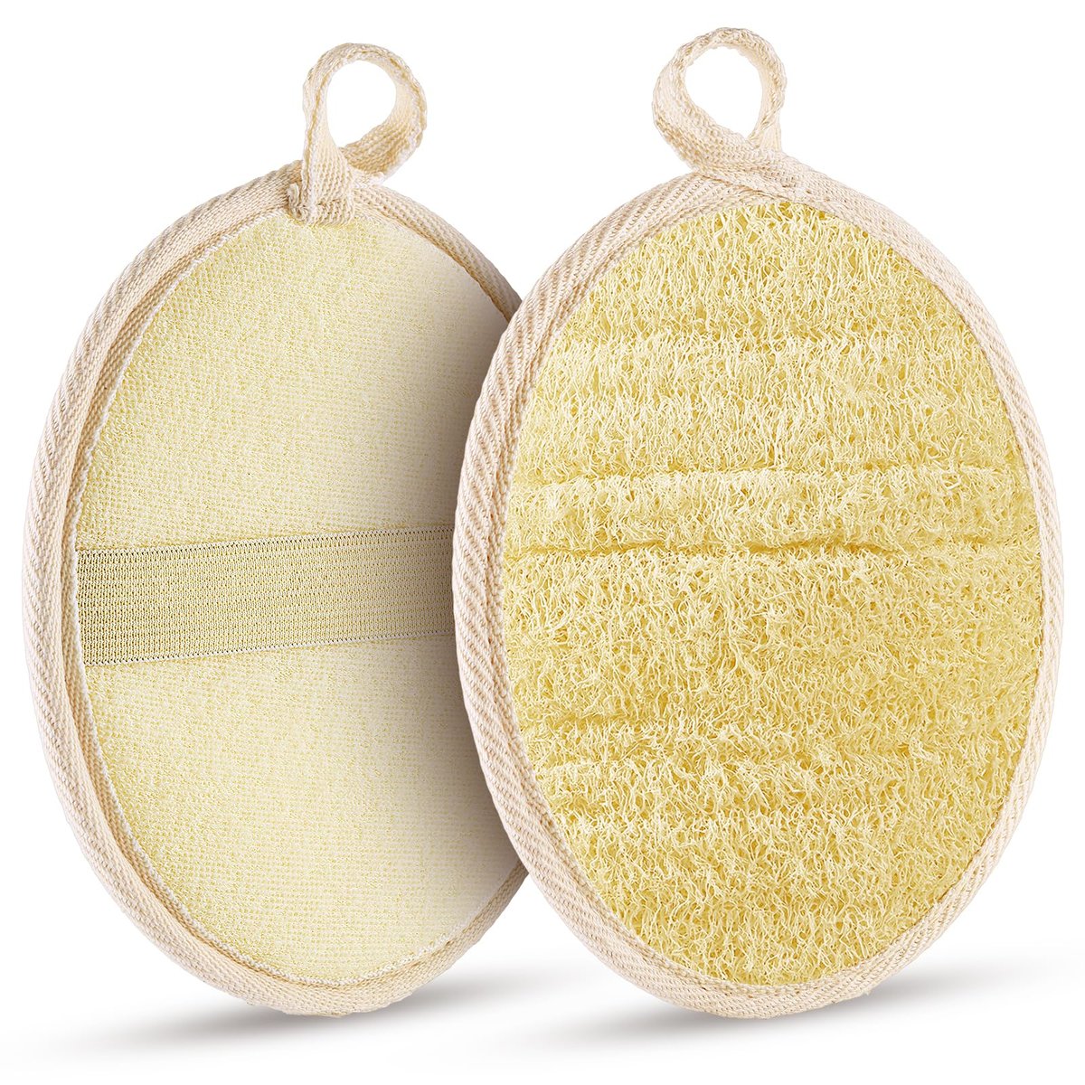 Xeiophoy 2er-Pack Natürlicher Peeling-Luffa Körperpeeler, Premium Luffa Peeling-Schwamm für die Dusche, Duschpeeling für Frauen und Männer