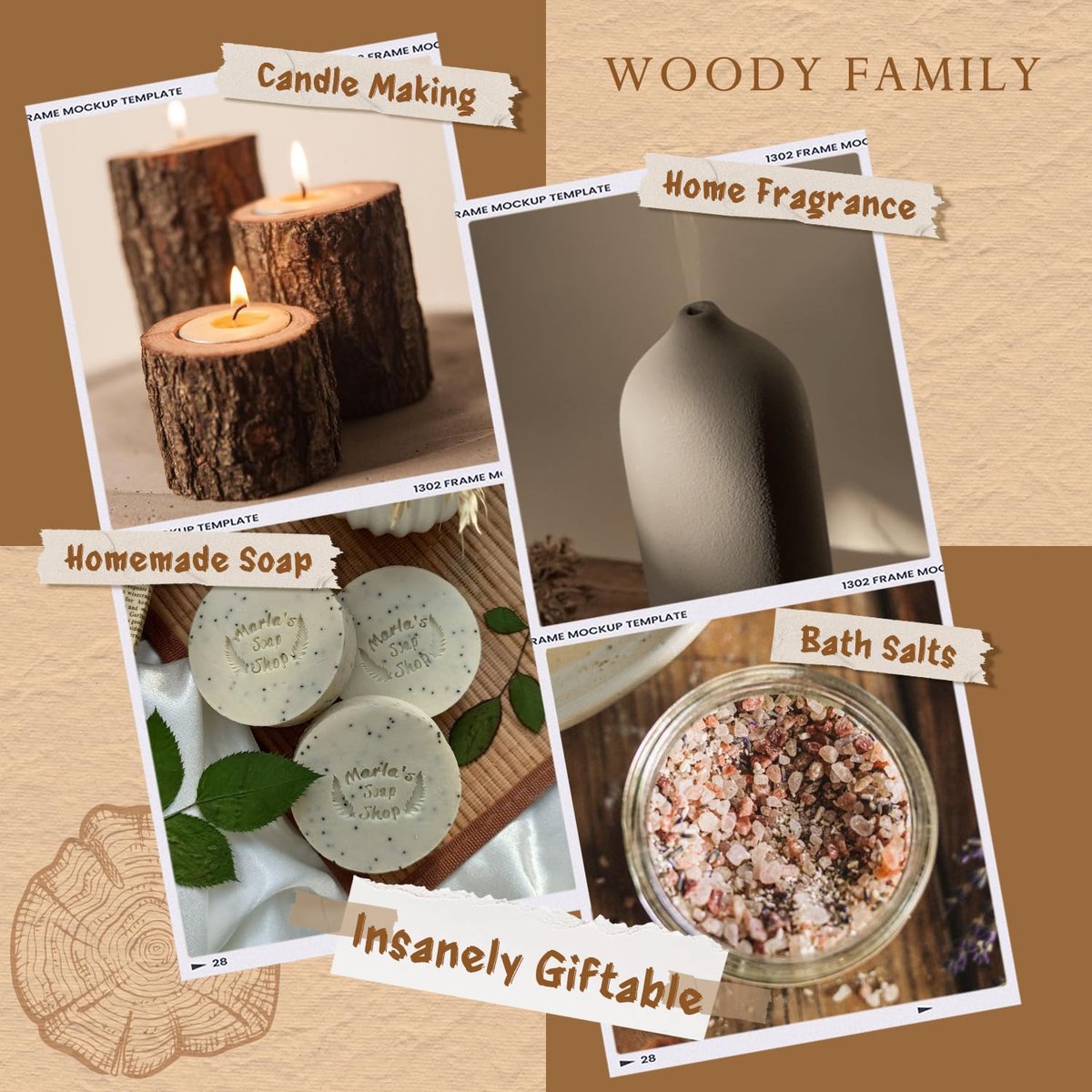 Woody Essential Oils Set von ARVIDSSON – Holzige Duftöle für Kerzen, Diffuser & Aromatherapie – Sandelholz, Leder, Teakholz, Weihrauch, Zedernholz, Kiefer für Männer und Frauen