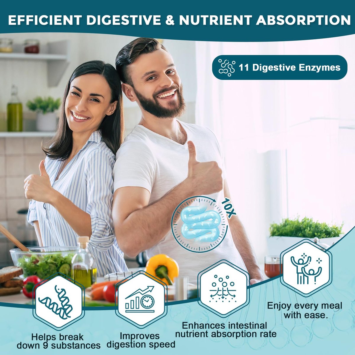 DRFOSTER Probiotika für Frauen und Männer – 120 Milliarden KBE, Präbiotika & Verdauungsenzyme, 90 vegane Kapseln (45 Tage Vorrat)
