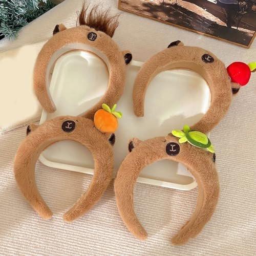 SANGXIU Capybara Stirnband für Jugendliche und Erwachsene – Plüsch-Haarreif für Make-up, Gesichtsreinigung und Sport – Anti-Rutsch – 50-60 cm (Fried Hair)