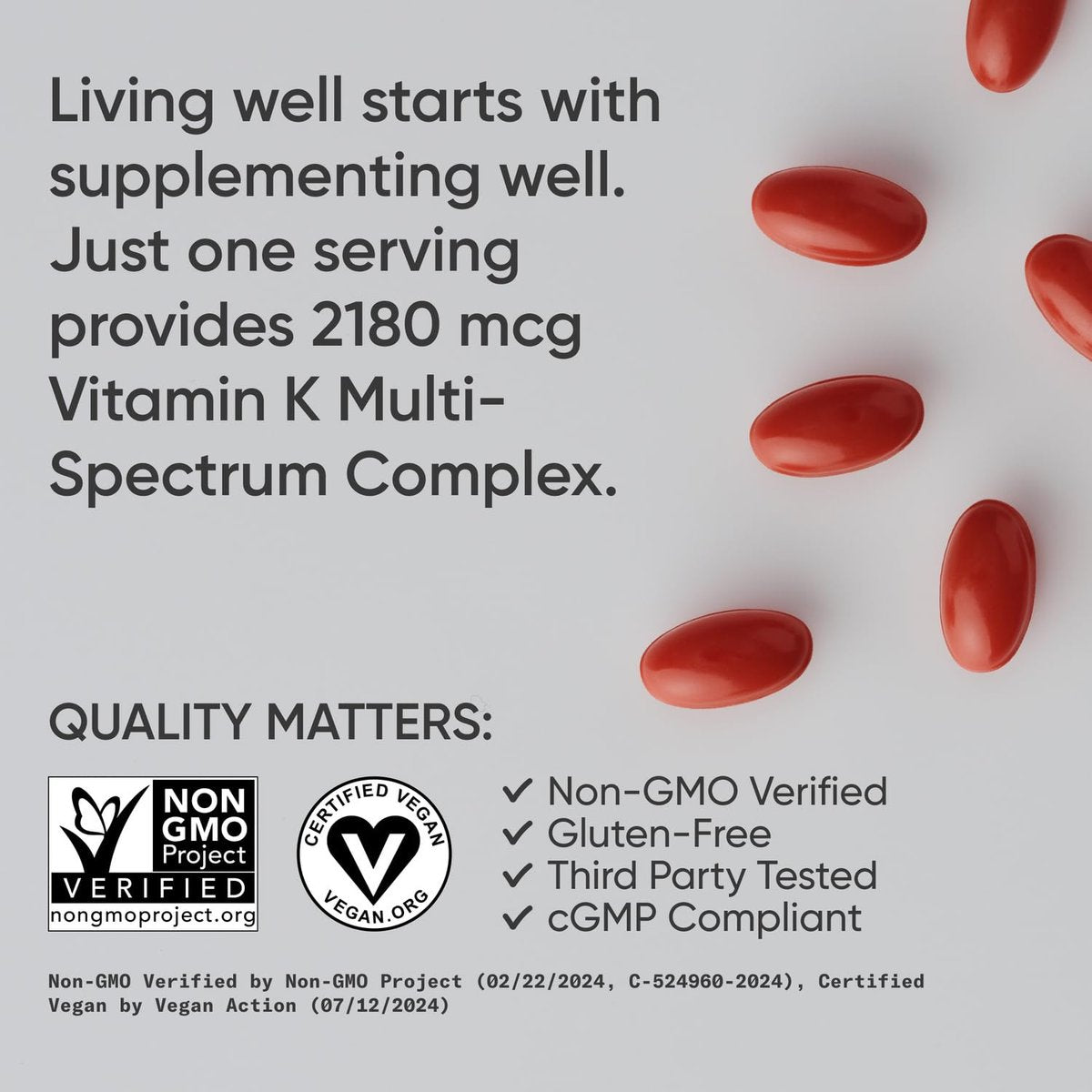 Sports Research Vitamin K Multi-Spectrum – Drei Arten von Vitamin K: K1, K2 MK-4 & K2 MK-7 – Vegane Plantgel-Kapseln – 60 Softgels