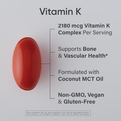 Sports Research Vitamin K Multi-Spectrum – Drei Arten von Vitamin K: K1, K2 MK-4 & K2 MK-7 – Vegane Plantgel-Kapseln – 60 Softgels