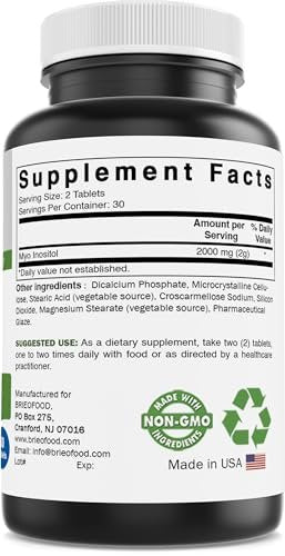 Brieofood Myo-Inositol 2000 mg pro Portion – 60 Tabletten – Laborgeprüft