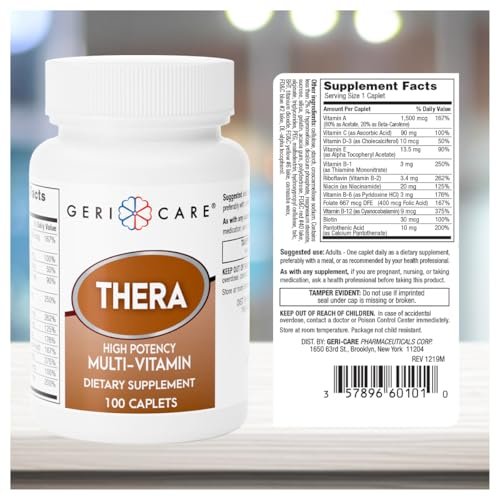 GeriCare Thera Hochdosiertes Multivitamin-Caplets – Vitamine und Mineralstoffe für maximale Nährstoffversorgung und antioxidativen Schutz, 100 Stück (1er-Pack)