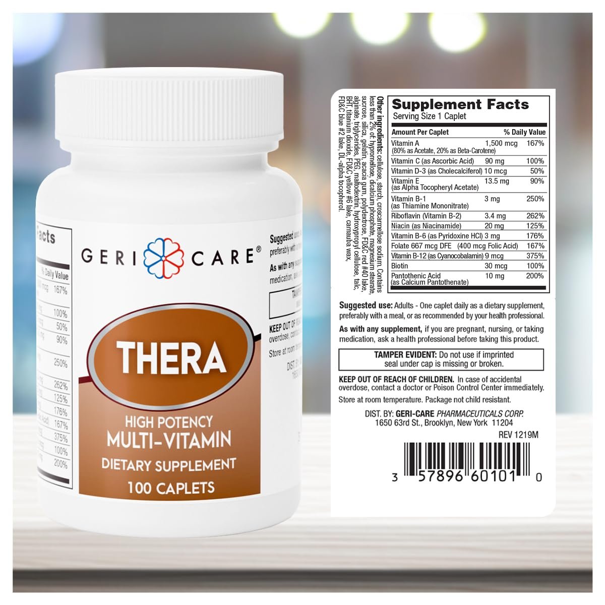 GeriCare Thera Hochdosiertes Multivitamin-Caplets – Vitamine und Mineralstoffe für maximale Nährstoffversorgung und antioxidativen Schutz, 100 Stück (1er-Pack)