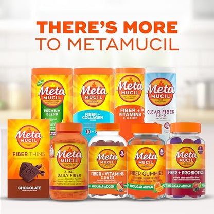 Metamucil Ballaststoffpräparat, unaromatisiertes klares Mischpulver, ohne Gries, ohne Zuckerzusatz, pflanzliches Präbiotikum für die tägliche Verdauungsgesundheit, 75 Teelöffel