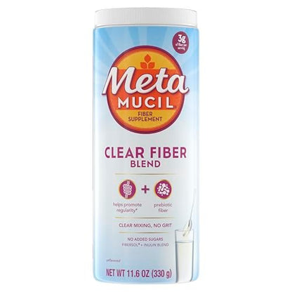 Metamucil Ballaststoffpräparat, unaromatisiertes klares Mischpulver, ohne Gries, ohne Zuckerzusatz, pflanzliches Präbiotikum für die tägliche Verdauungsgesundheit, 75 Teelöffel