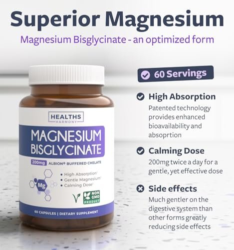 Hochabsorbierendes Magnesiumbisglycinat Kapseln – Klinisch validiertes, gepuffertes und chelatisiertes Magnesiumpräparat – 1 tägliche vegane Kapsel mit laborgeprüfter sanfter 200 mg Portion (2 Monate Vorrat)