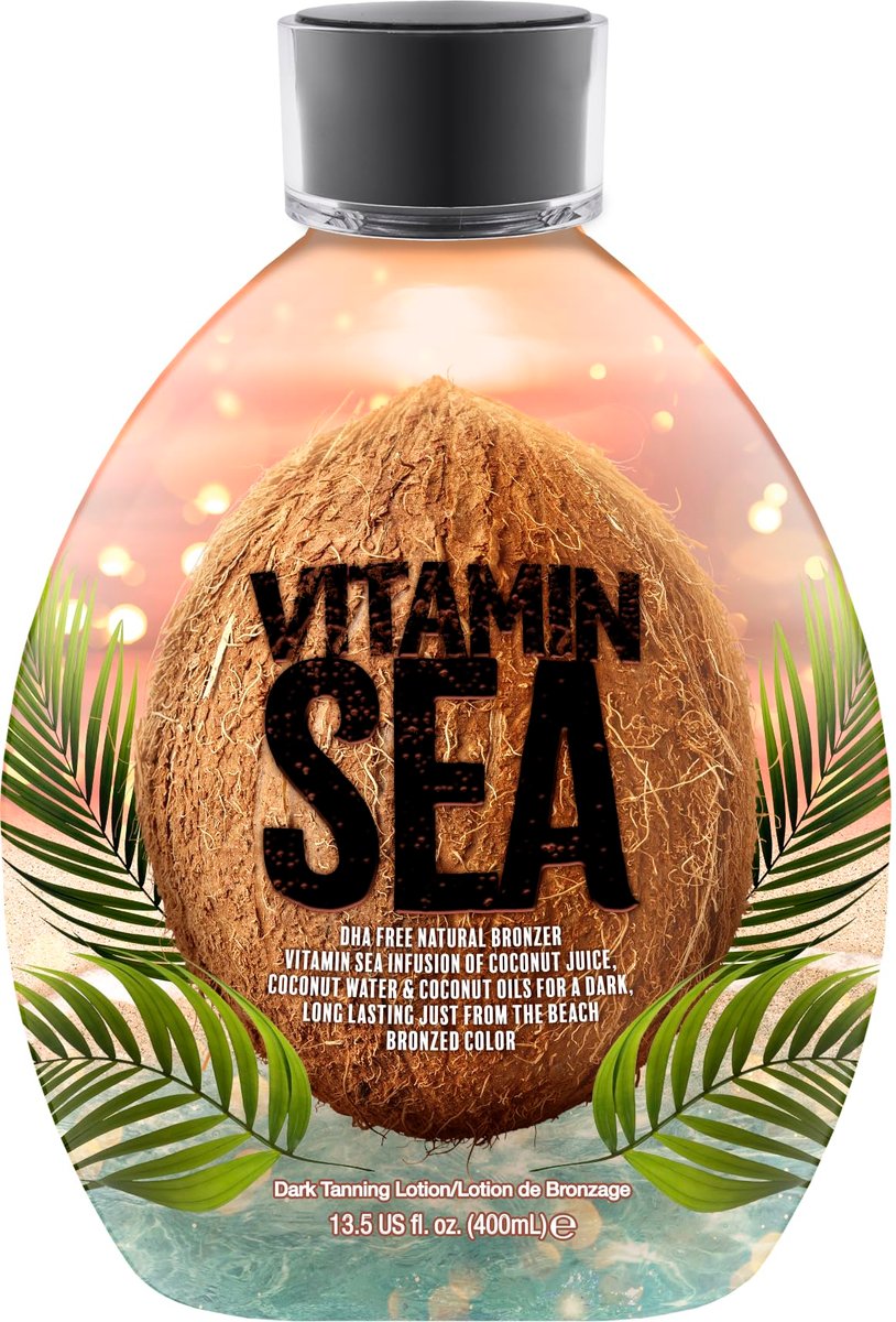 Vitamin Sea Natürliche Bräunungslotion mit Kokosöl, DHA-frei für empfindliche Haut, streifenfreier Bräunungsbeschleuniger 400 ml – sicher für Sonnenbänke
