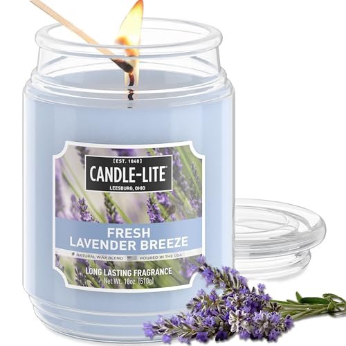 Candle-lite Duftkerze Fresh Lavender Breeze, 18 oz – 110 Stunden Brenndauer, Aromatherapie-Kerze aus den USA
