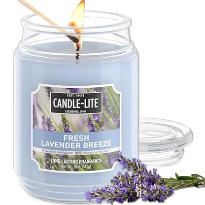 Candle-lite Duftkerze Fresh Lavender Breeze, 18 oz – 110 Stunden Brenndauer, Aromatherapie-Kerze aus den USA