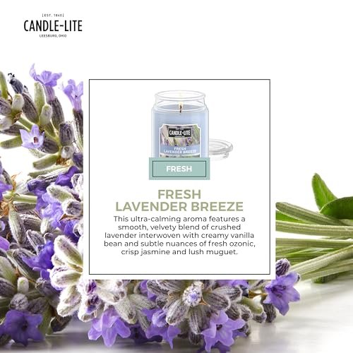 Candle-lite Duftkerze Fresh Lavender Breeze, 18 oz – 110 Stunden Brenndauer, Aromatherapie-Kerze aus den USA