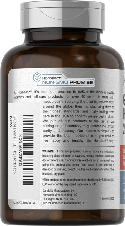 Horbäach Glucosamin HCL mit Hyaluronsäure 2000 mg - 120 magensaftresistente Tabletten, Non-GMO & Glutenfrei