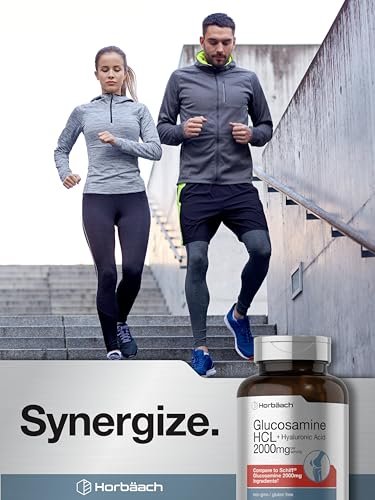 Horbäach Glucosamin HCL mit Hyaluronsäure 2000 mg - 120 magensaftresistente Tabletten, Non-GMO & Glutenfrei