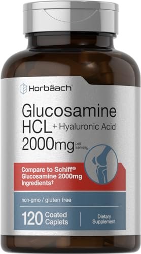 Horbäach Glucosamin HCL mit Hyaluronsäure 2000 mg - 120 magensaftresistente Tabletten, Non-GMO & Glutenfrei