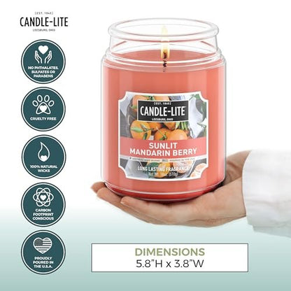Candle-lite Duftkerzen, Sunlit Mandarin Berry, 18 oz Glas, Stolz in den USA gegossen, Aromatherapie-Kerze, Einzeldocht mit 110 Stunden Brenndauer, Perfekt für eine erfrischende Atmosphäre