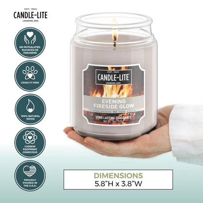 Candle-lite Herbst-Duftkerze „Evening Fireside Glow“ – 18 oz Glas, 110 Stunden Brenndauer, Aromatherapie-Kerze, handgegossen in den USA