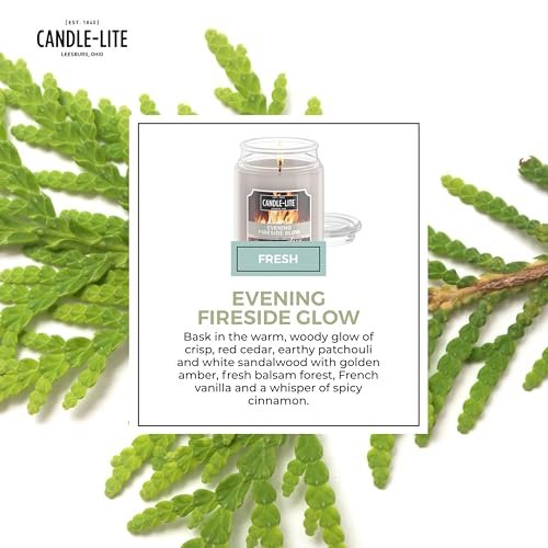 Candle-lite Herbst-Duftkerze „Evening Fireside Glow“ – 18 oz Glas, 110 Stunden Brenndauer, Aromatherapie-Kerze, handgegossen in den USA