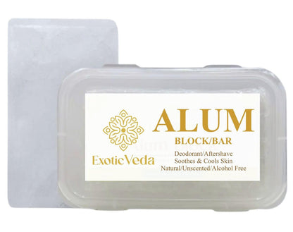 Exotic Veda 100 % reiner Alaunblock – Kalium-Alaun-Kristallstein | Natürliches, duftfreies Deodorant & Aftershave | Beruhigt Rasurbrand, stoppt Blutungen, fleckenfrei, alkoholfrei