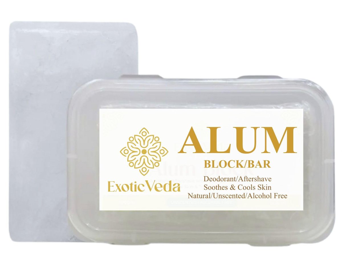 Exotic Veda 100 % reiner Alaunblock – Kalium-Alaun-Kristallstein | Natürliches, duftfreies Deodorant & Aftershave | Beruhigt Rasurbrand, stoppt Blutungen, fleckenfrei, alkoholfrei