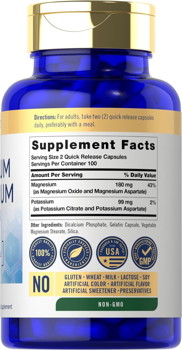 Carlyle Kalium-Magnesium Komplex | 200 Kapseln | Nicht-GVO & Glutenfrei
