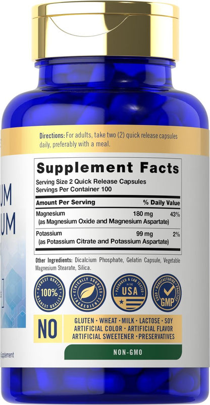 Carlyle Kalium-Magnesium Komplex | 200 Kapseln | Nicht-GVO & Glutenfrei