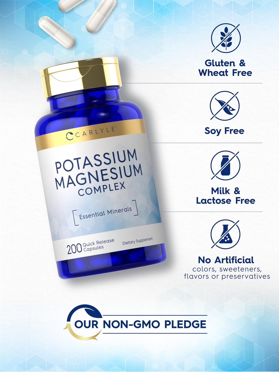 Carlyle Kalium-Magnesium Komplex | 200 Kapseln | Nicht-GVO & Glutenfrei