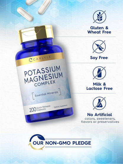 Carlyle Kalium-Magnesium Komplex | 200 Kapseln | Nicht-GVO & Glutenfrei