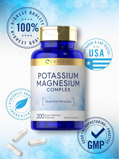 Carlyle Kalium-Magnesium Komplex | 200 Kapseln | Nicht-GVO & Glutenfrei