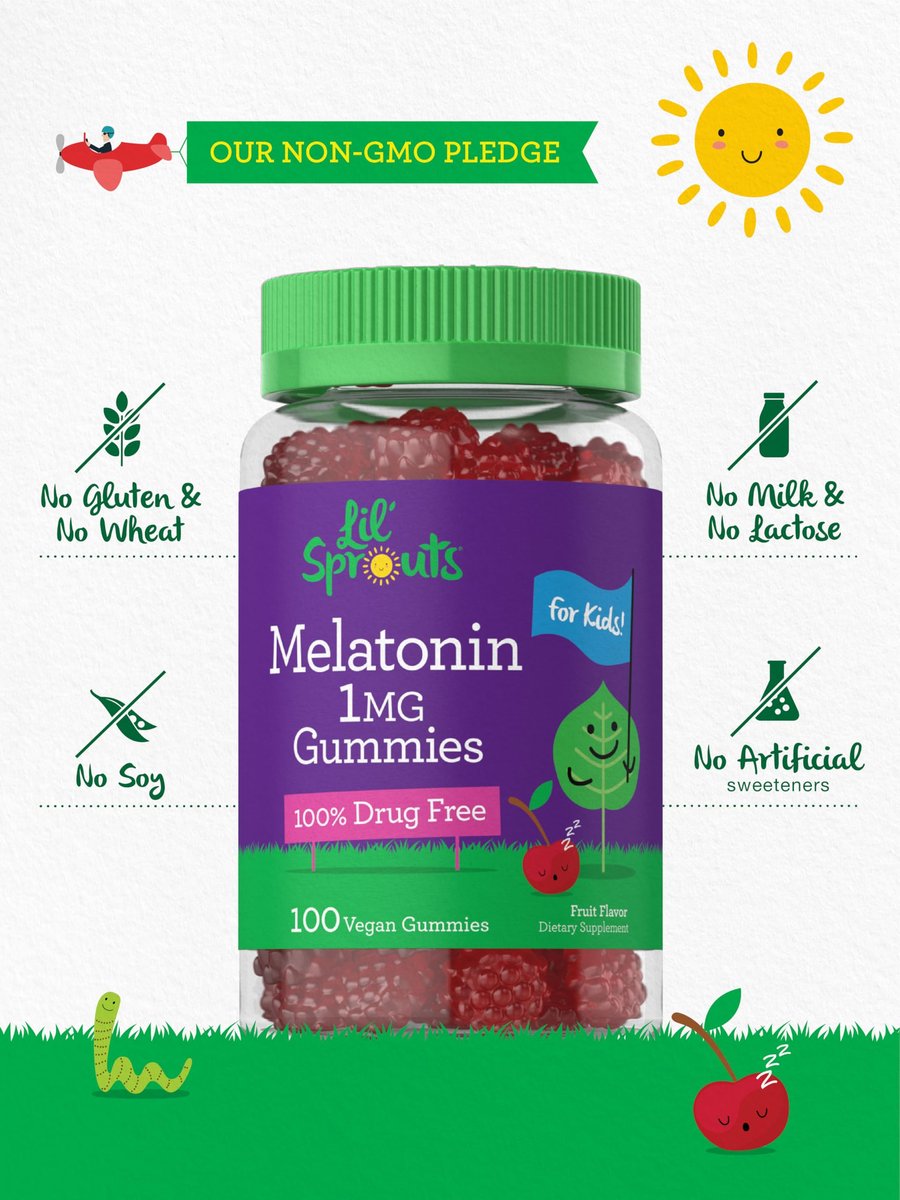Carlyle Kinder Melatonin Gummis | 1 mg 100 Stück | Fruchtgeschmack | Vegan, Nicht-GVO, Glutenfrei | Von Lil Sprouts