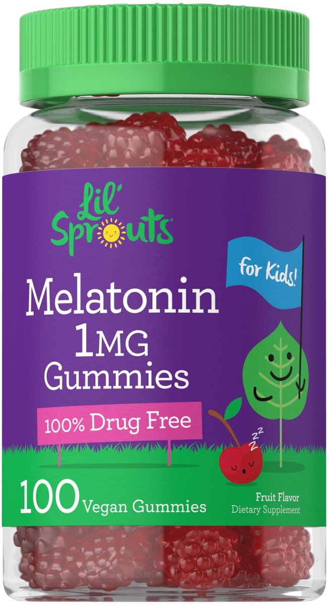 Carlyle Kinder Melatonin Gummis | 1 mg 100 Stück | Fruchtgeschmack | Vegan, Nicht-GVO, Glutenfrei | Von Lil Sprouts