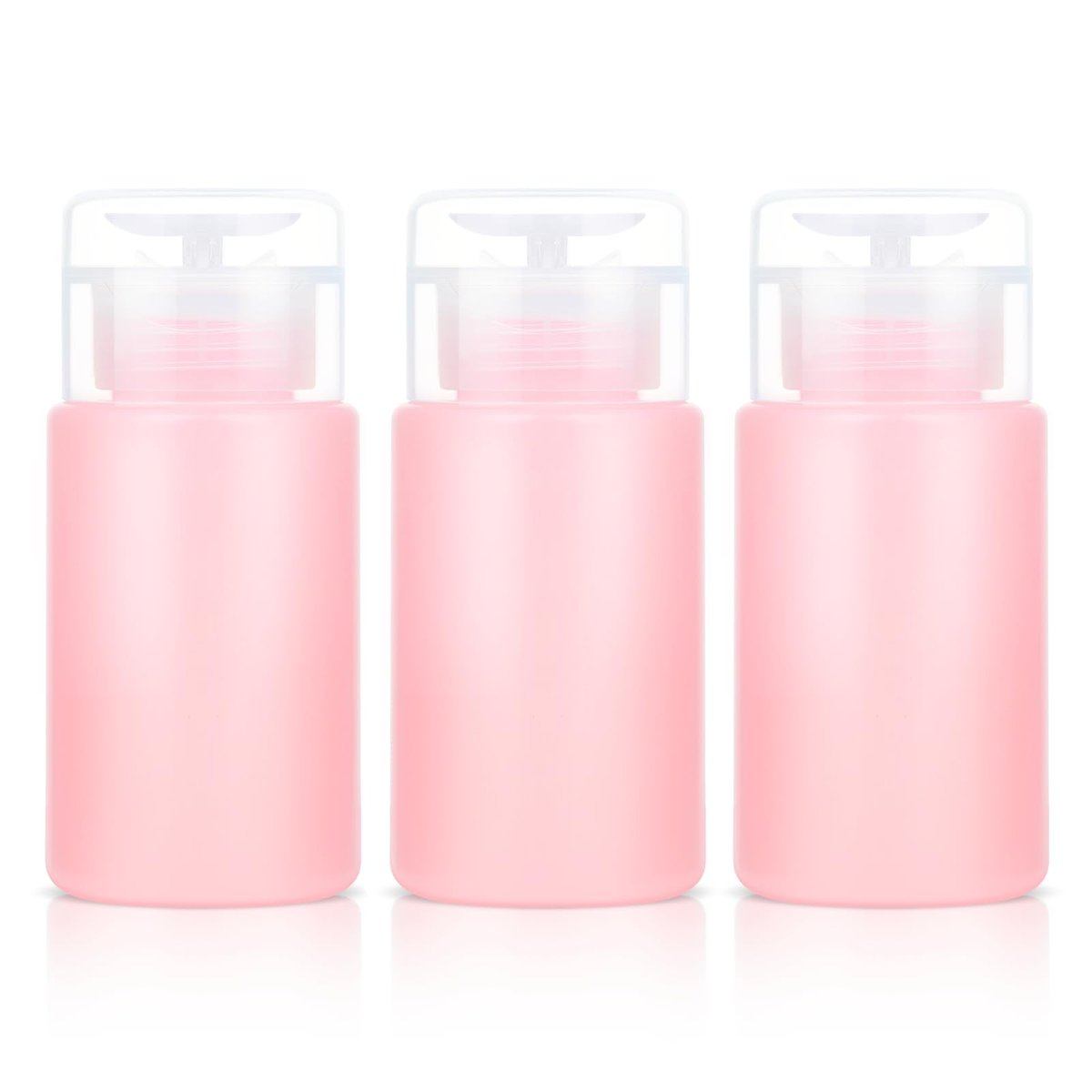 Corconess 3er-Pack Aceton-Pumpenspender, auslaufsicherer Nagellackentferner-Pumpenspender, 4OZ/120 ml leere rosa Reiseflasche für Aceton, Alkohol, Make-up-Entferner, Mizellenwasser, Toner